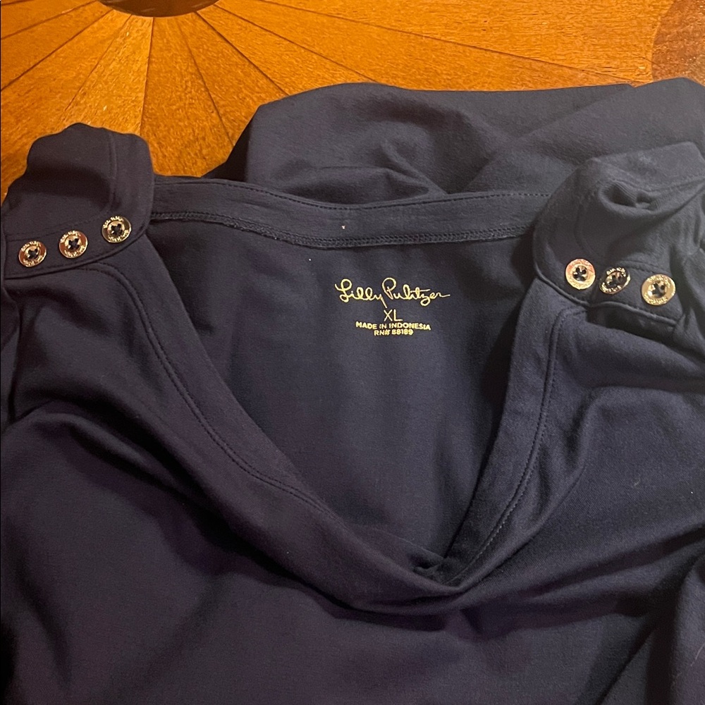 Lilly Pulitzer Dark Blue Top with Shoulder Buttons